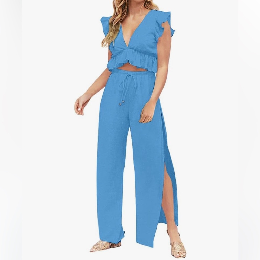 Women's Blue Wide-Leg Pants